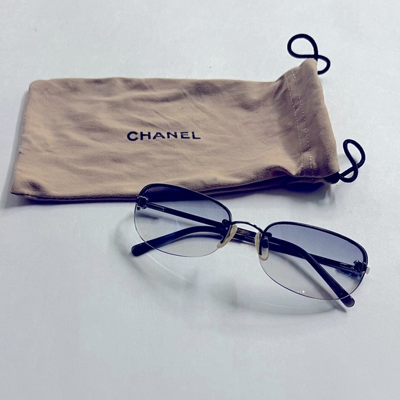 Authentic Chanel CC Logo Rimless Sunglasses - Picture 1 of 8
